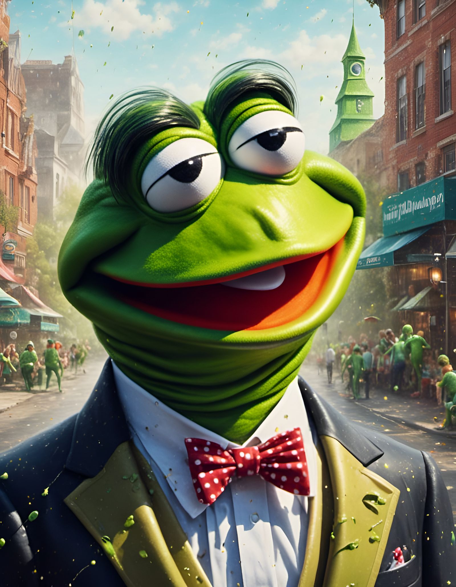 Mitt Romney as Kermit the Frog in Vibrant Graffiti