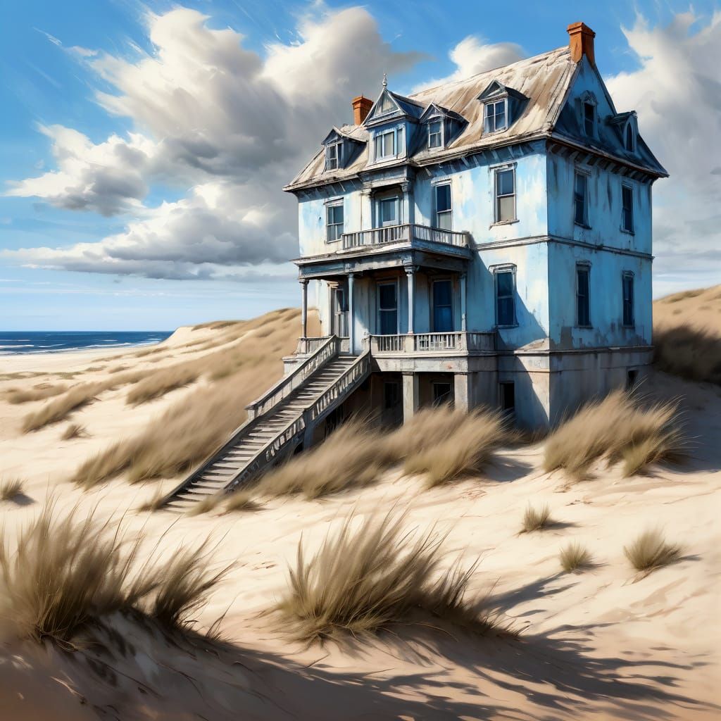 Seaside Palace Ruins in Summer Hues