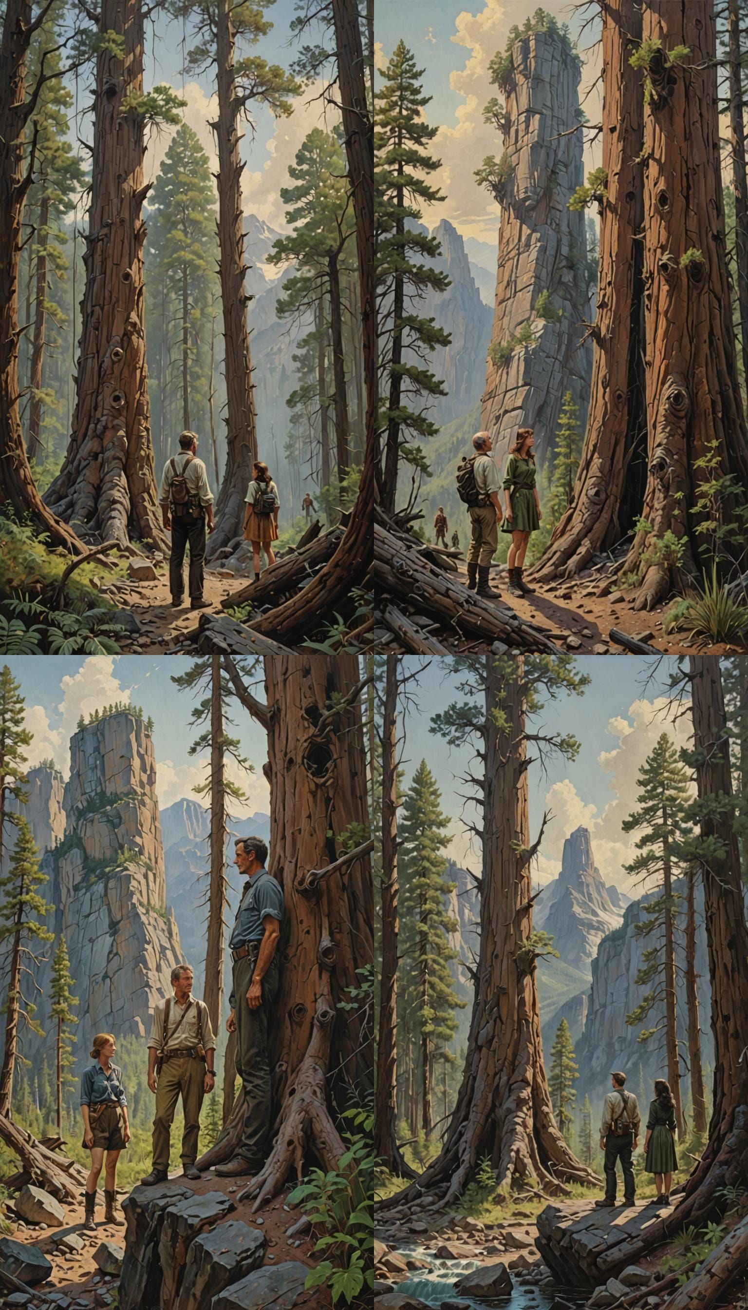 A tall man and a short woman looking at a dangerous wilderne...