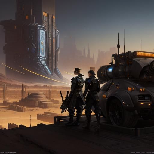 Cyberpunk Factory in Desert, Vaporwave Style