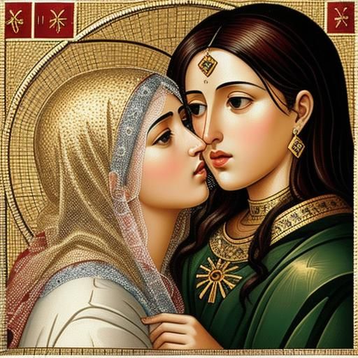 Byzantine Icon: The Kiss with Gold Leaf