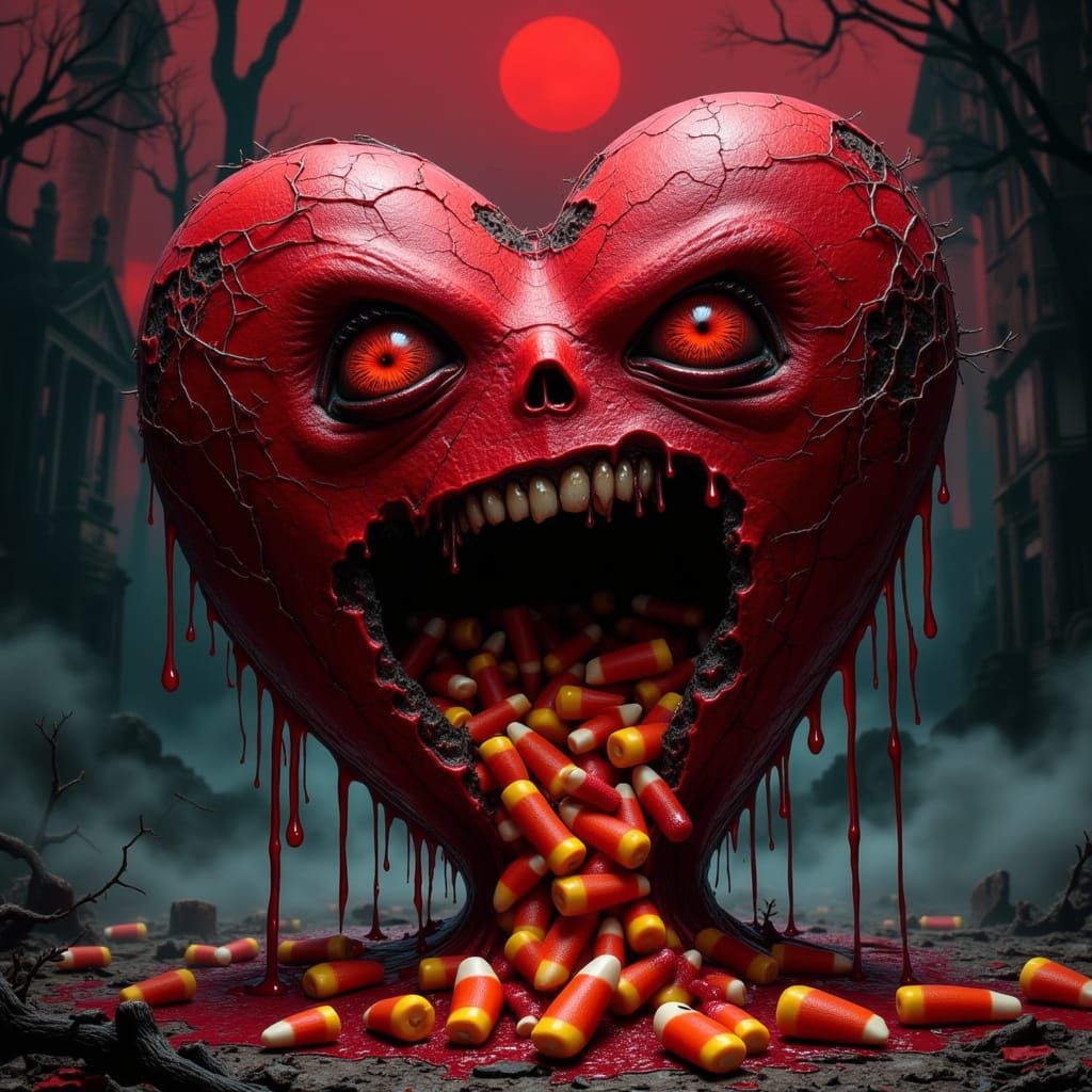 Morbid Valentine's Day Heart with Halloween Elements