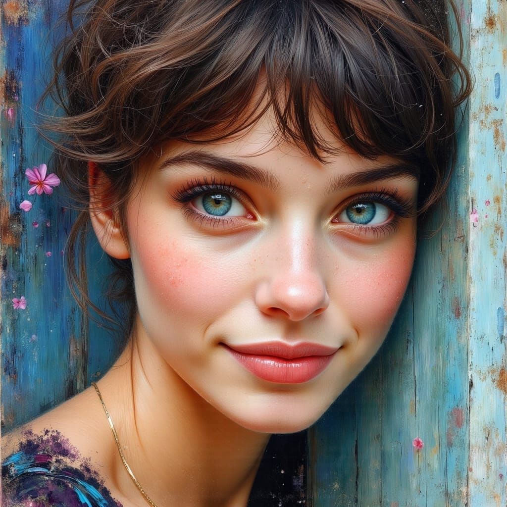 Vibrant Portrait of a Sassy Woman in Oil Painting Style