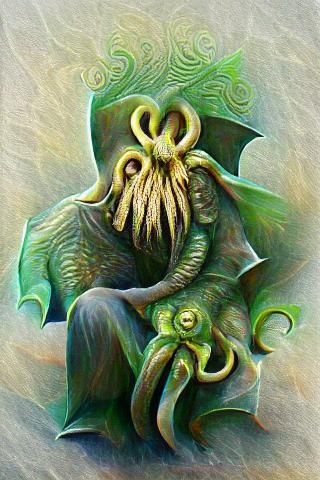 Bust of Cthulhu in Digital Art Style