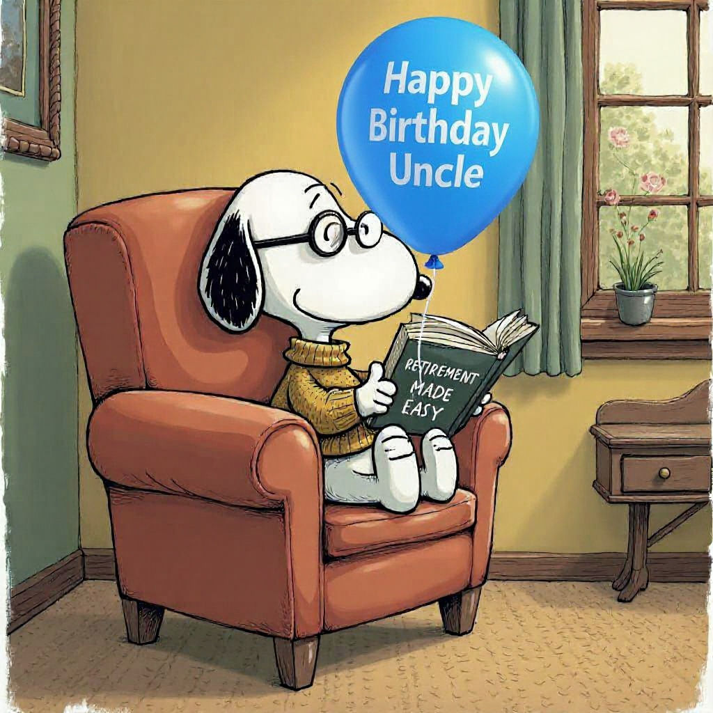 Snoopy Reads 'Retirement Made Easy'