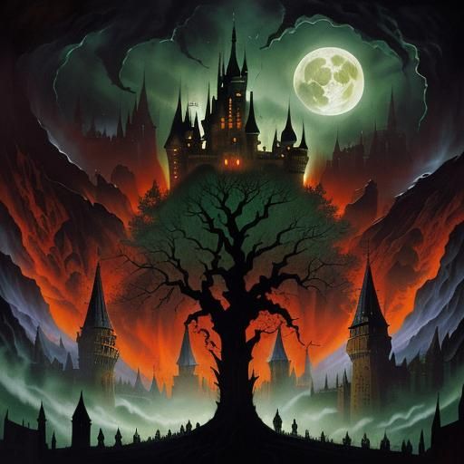 Dracula's Castle: A Dark Fantasy Illustration