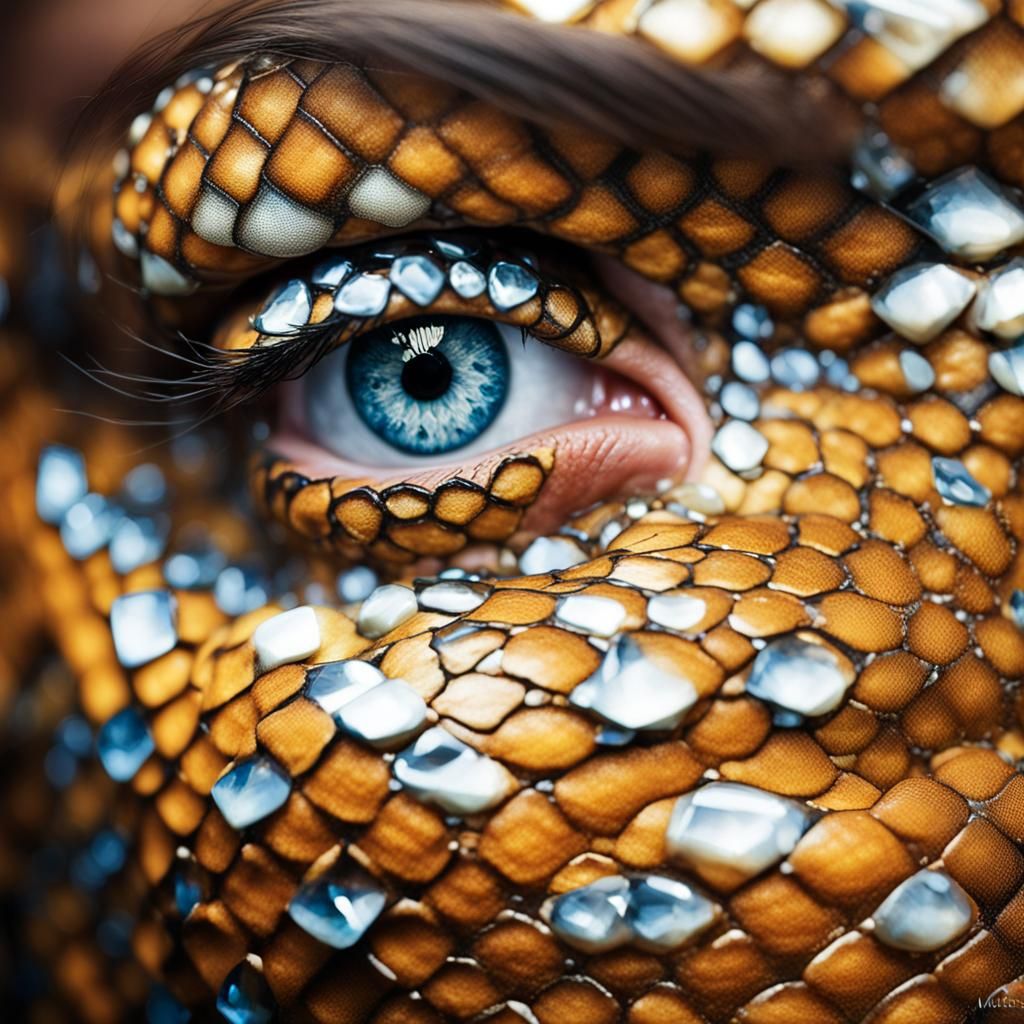 Girl with Snake Skin Portrait in Bokeh Style