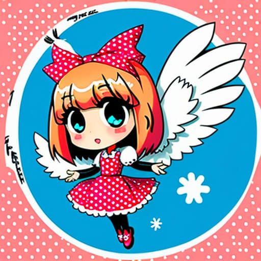 Whimsical Chibi Angel in Comic Art Style
