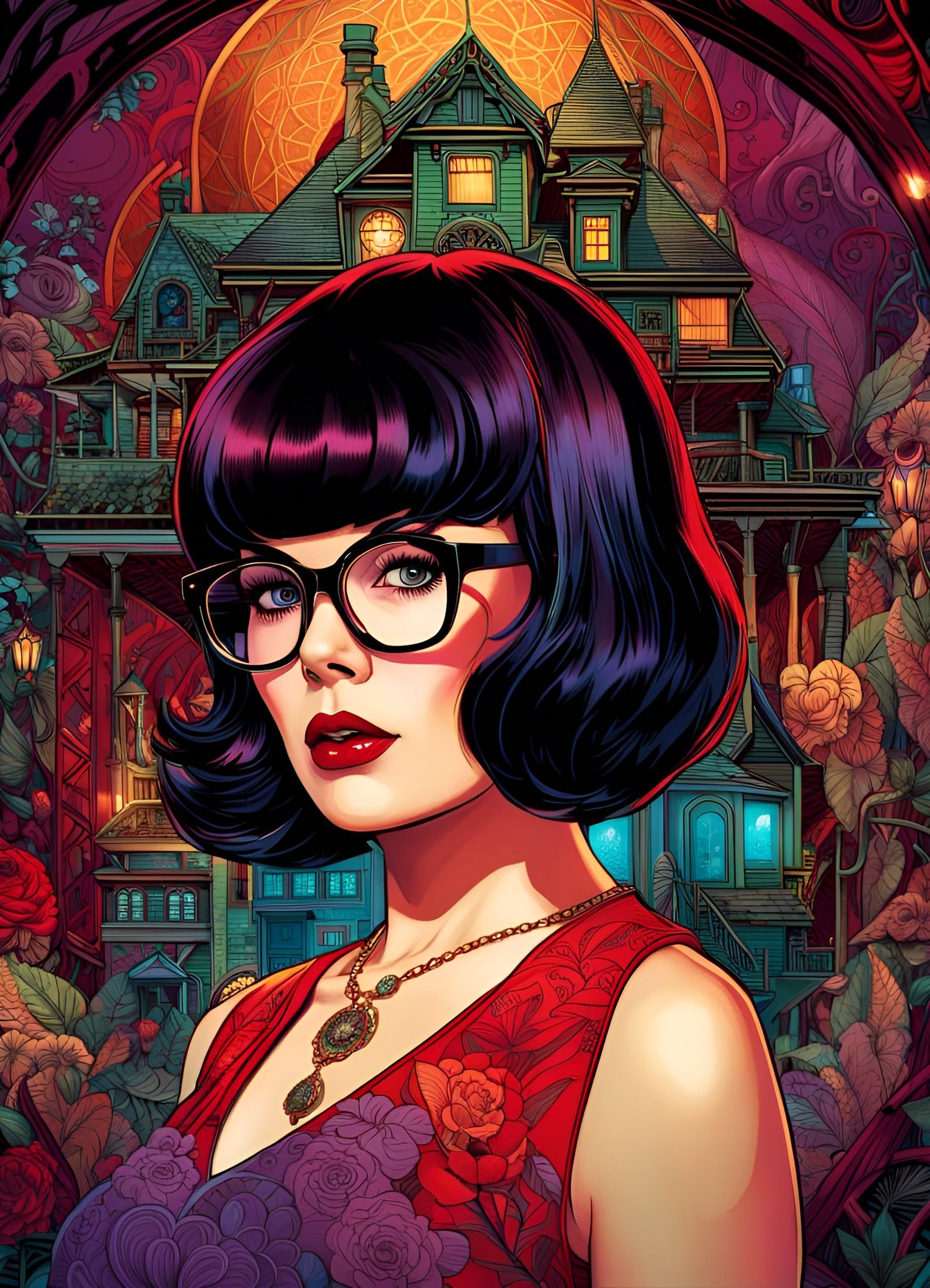 Provocative Beauty in Haunted House Portrait