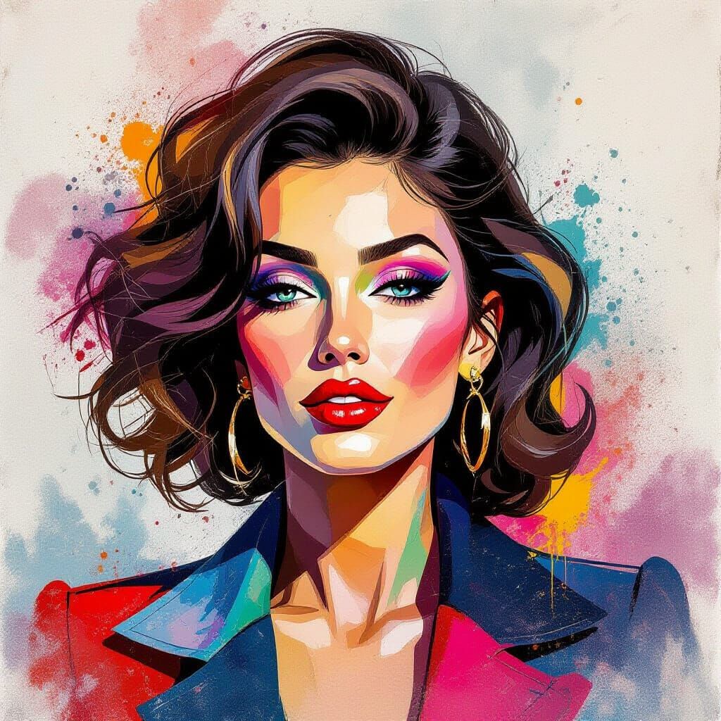 Abstract Expressionist Painting of Androgynous Woman