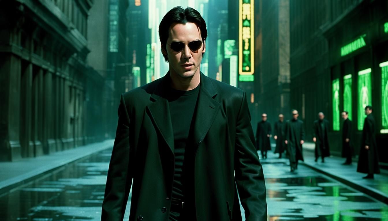Keanu Reeves as Neo in Matrix Style Portrait