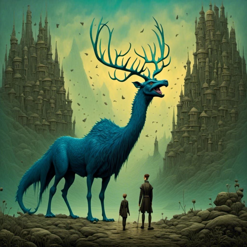 Surreal Fantasy Creature Scene in 3D Digital Art