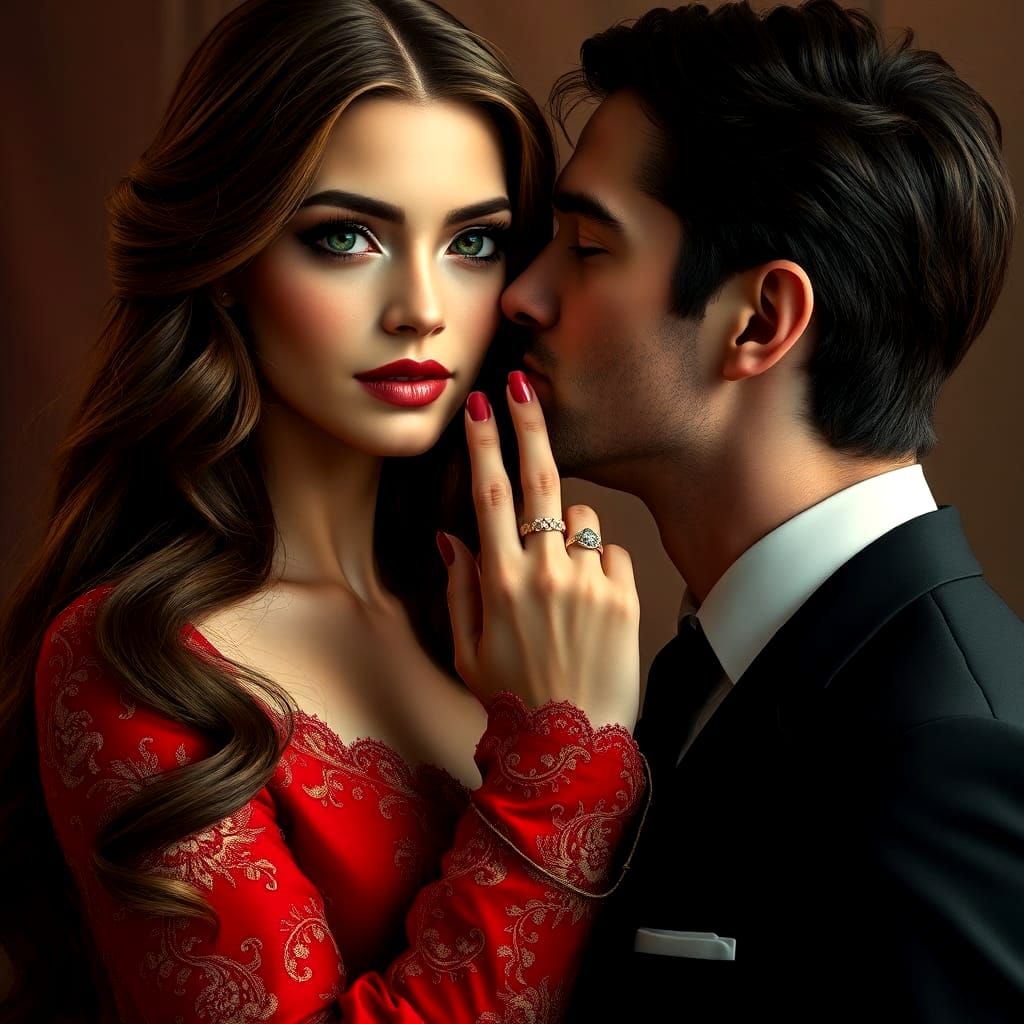 Romantic Portrait of a Woman in Art Nouveau Style