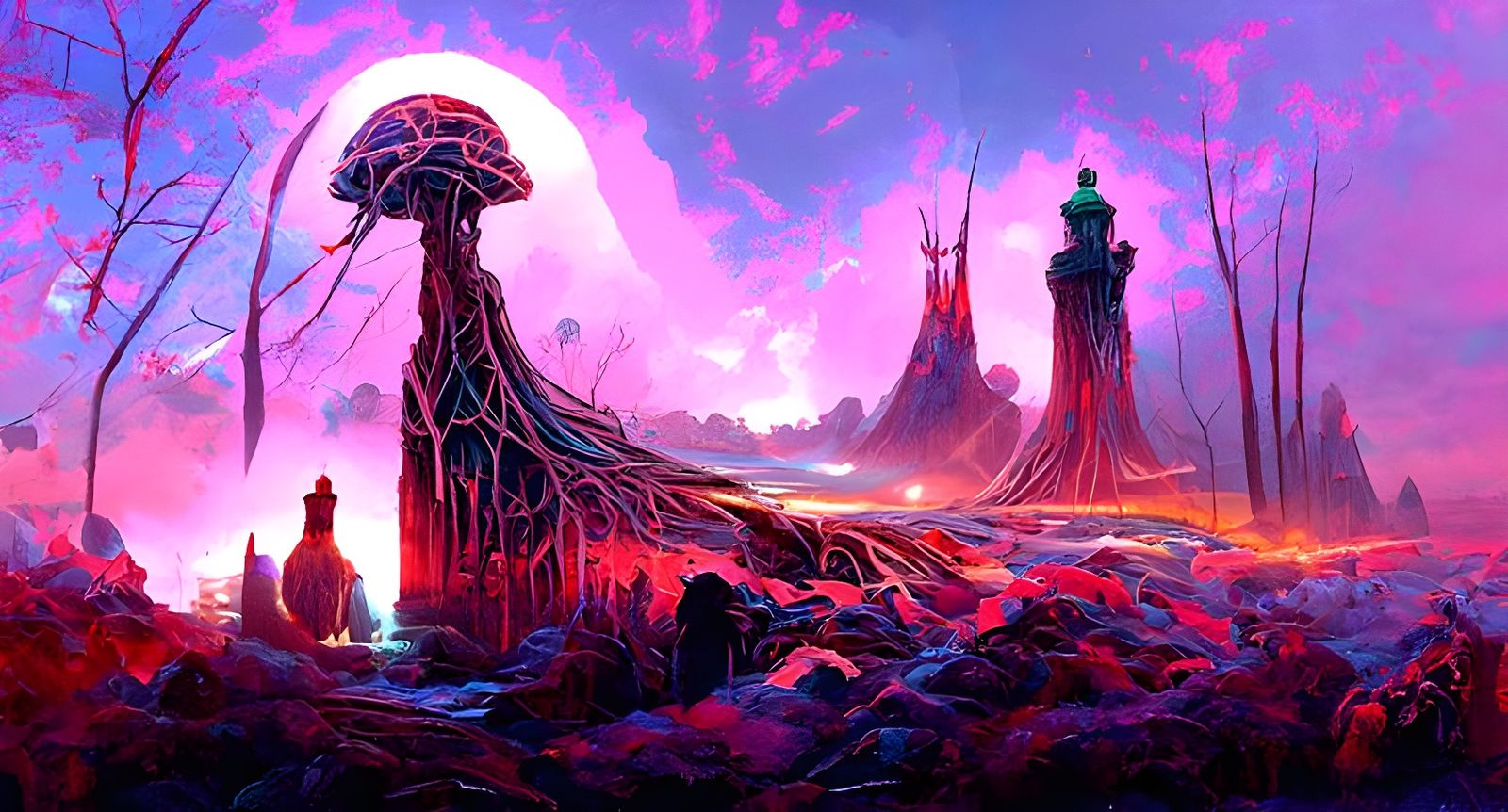 Fantasy Castle with Magic Symbols in Digital Art Style