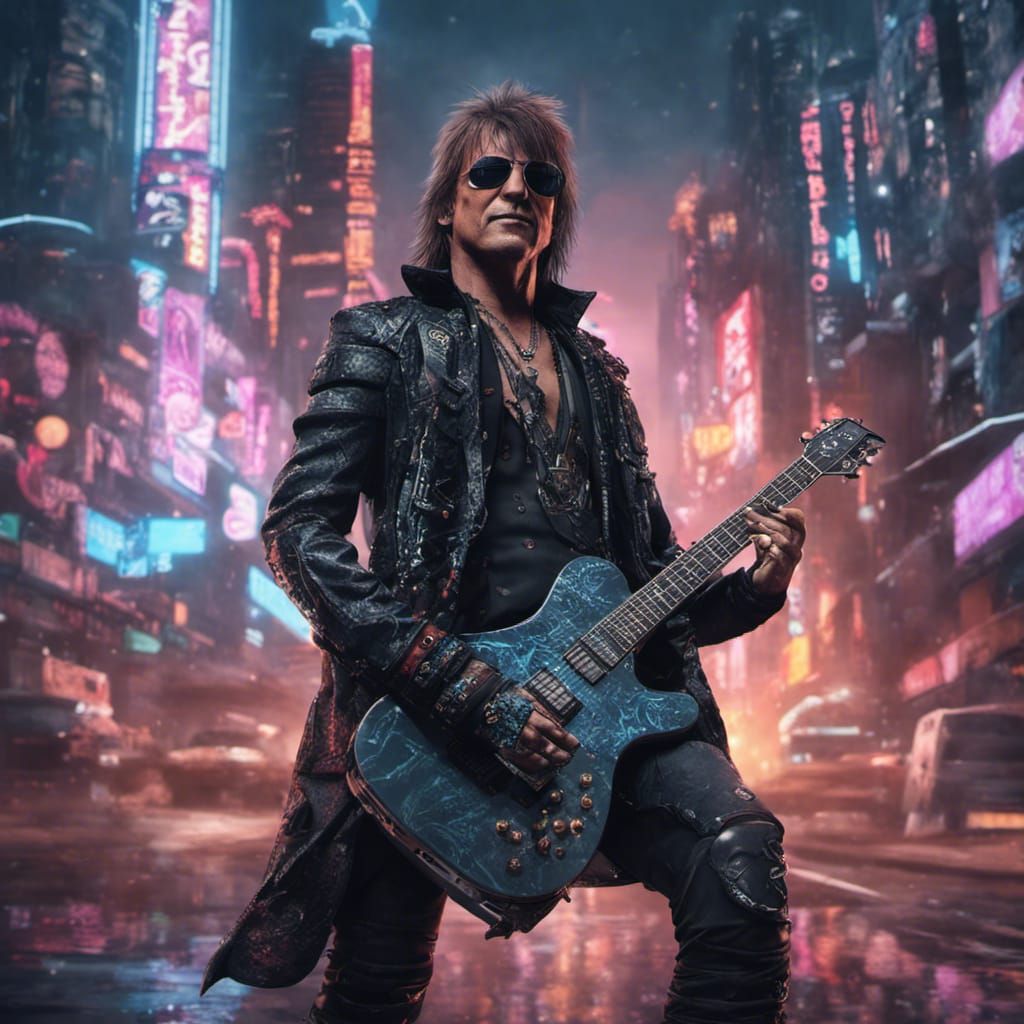 Cyberpunk Musician Digital Painting, Unreal Engine 5