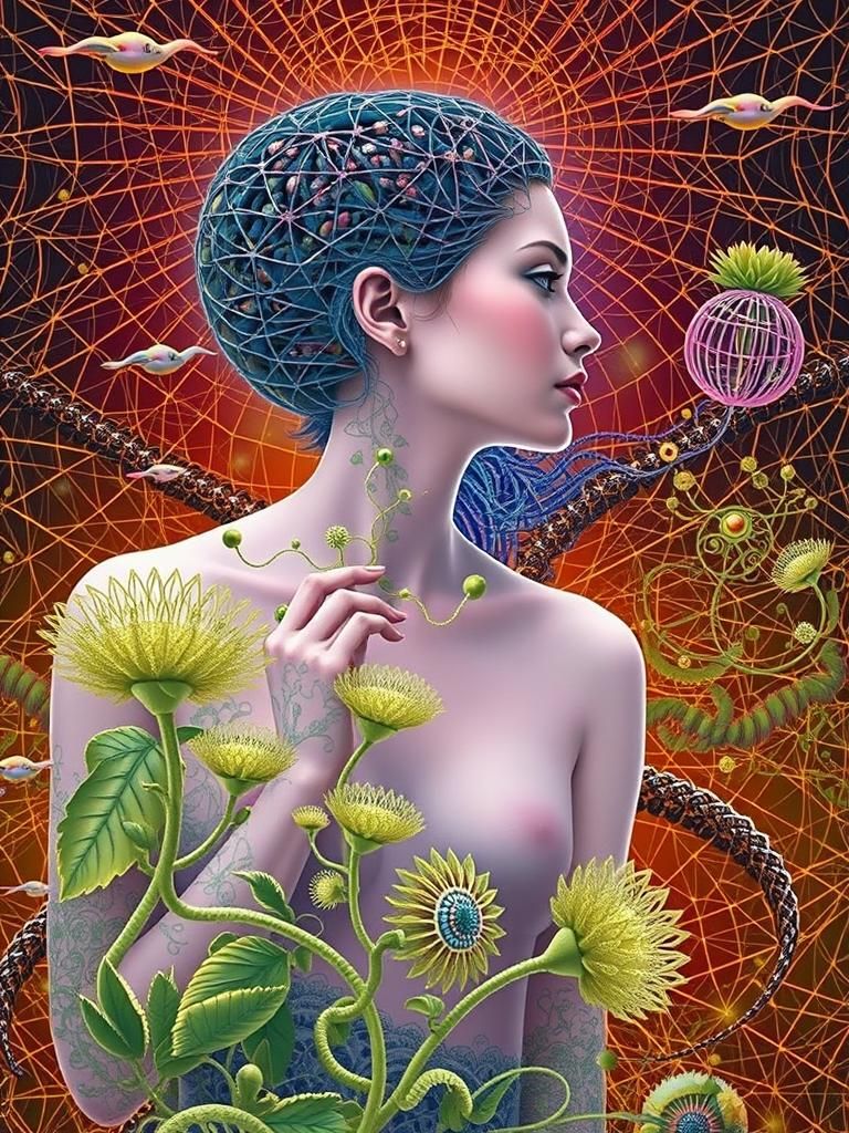 Brain Network in Warped Perspective: a Digital Art