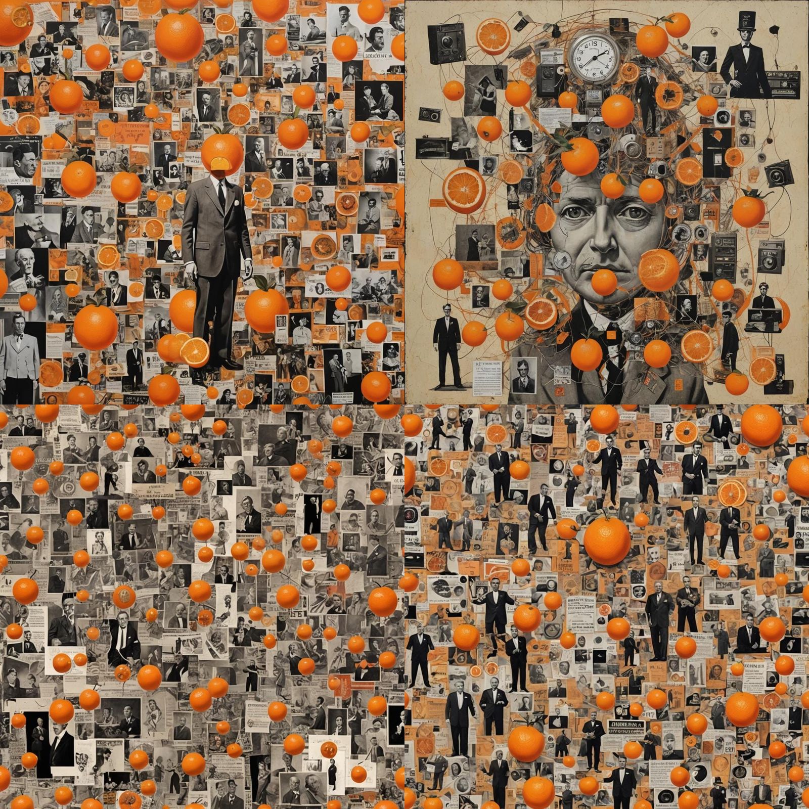 American Orange Catastrophe: Surreal Mixed Media Collage