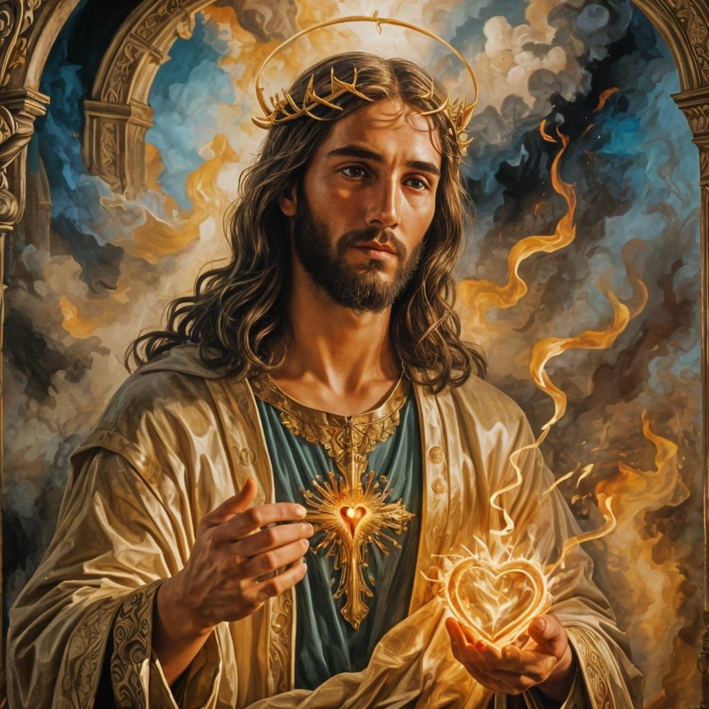 Jesus Christ Holding a Burning Heart