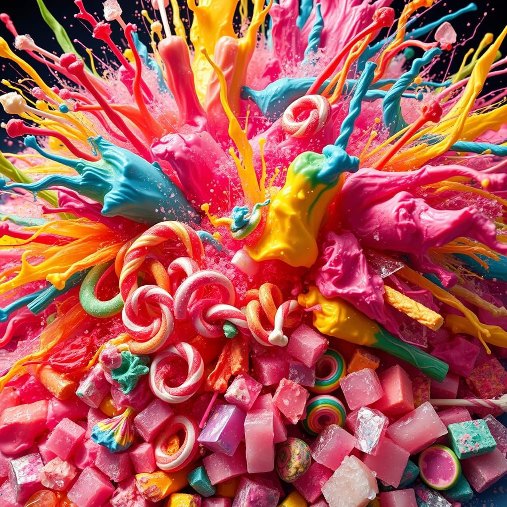 Vibrant Explosion of Colorful Paint in Sugary Bliss