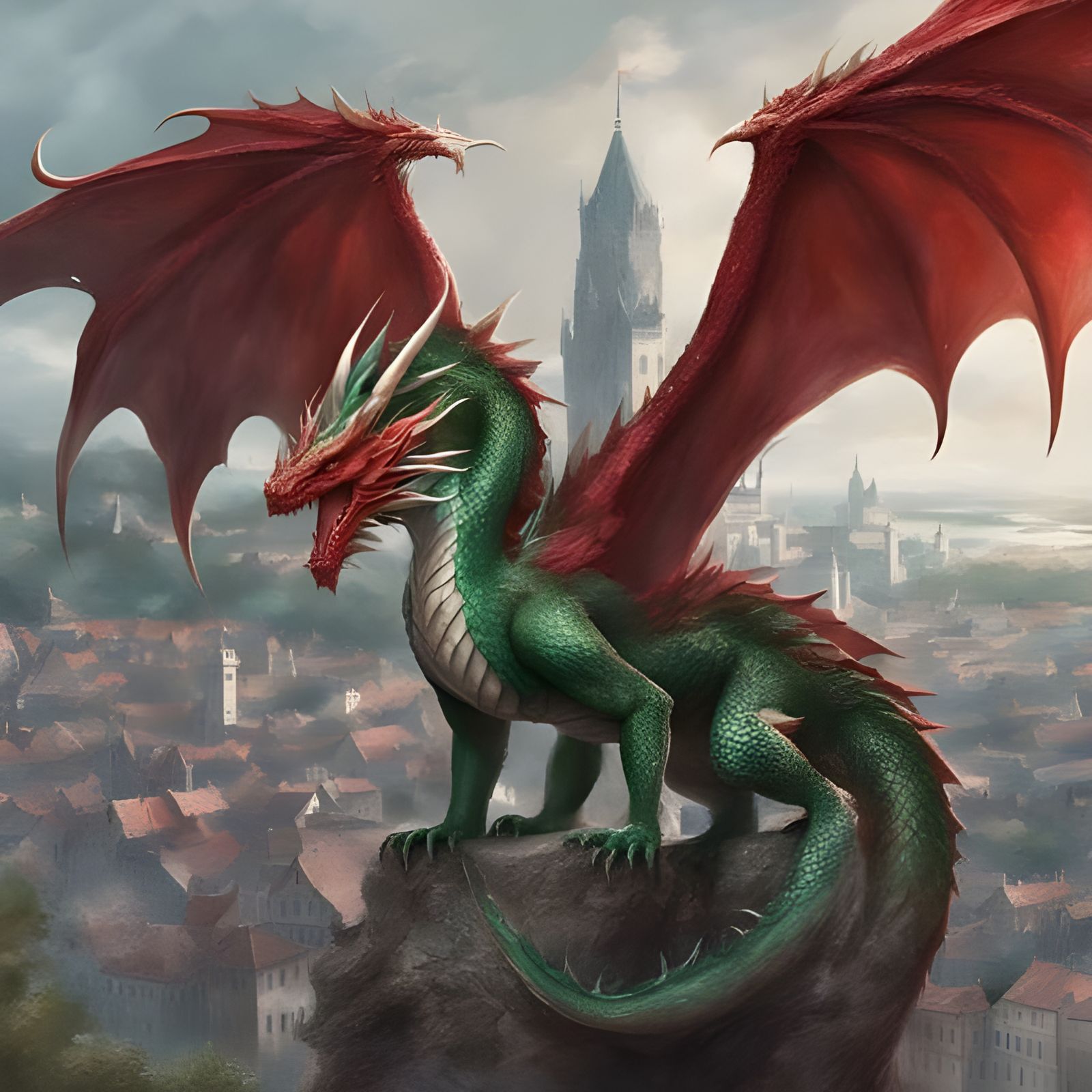 Detailed Dragon Portrait in Medieval Setting
