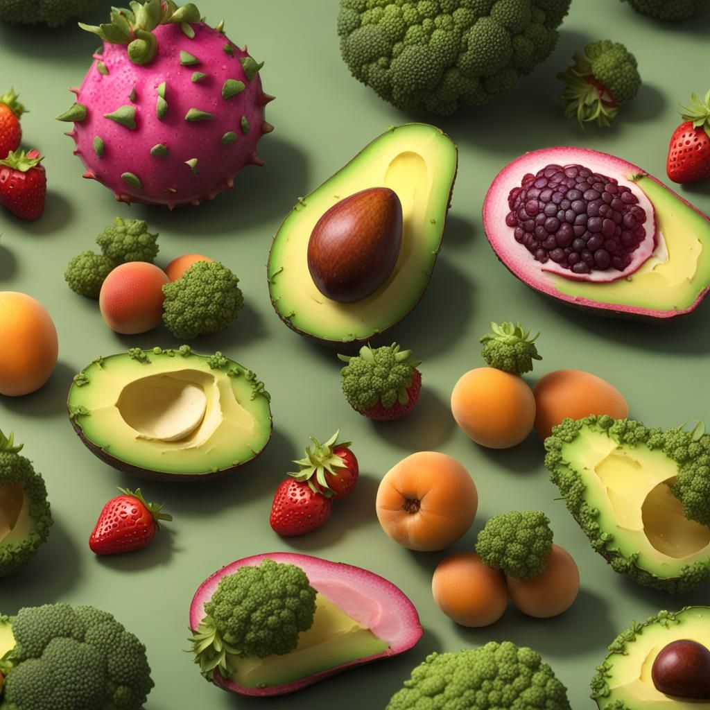 Fruits and Vegetables Still Life in Detailed Matte Painting