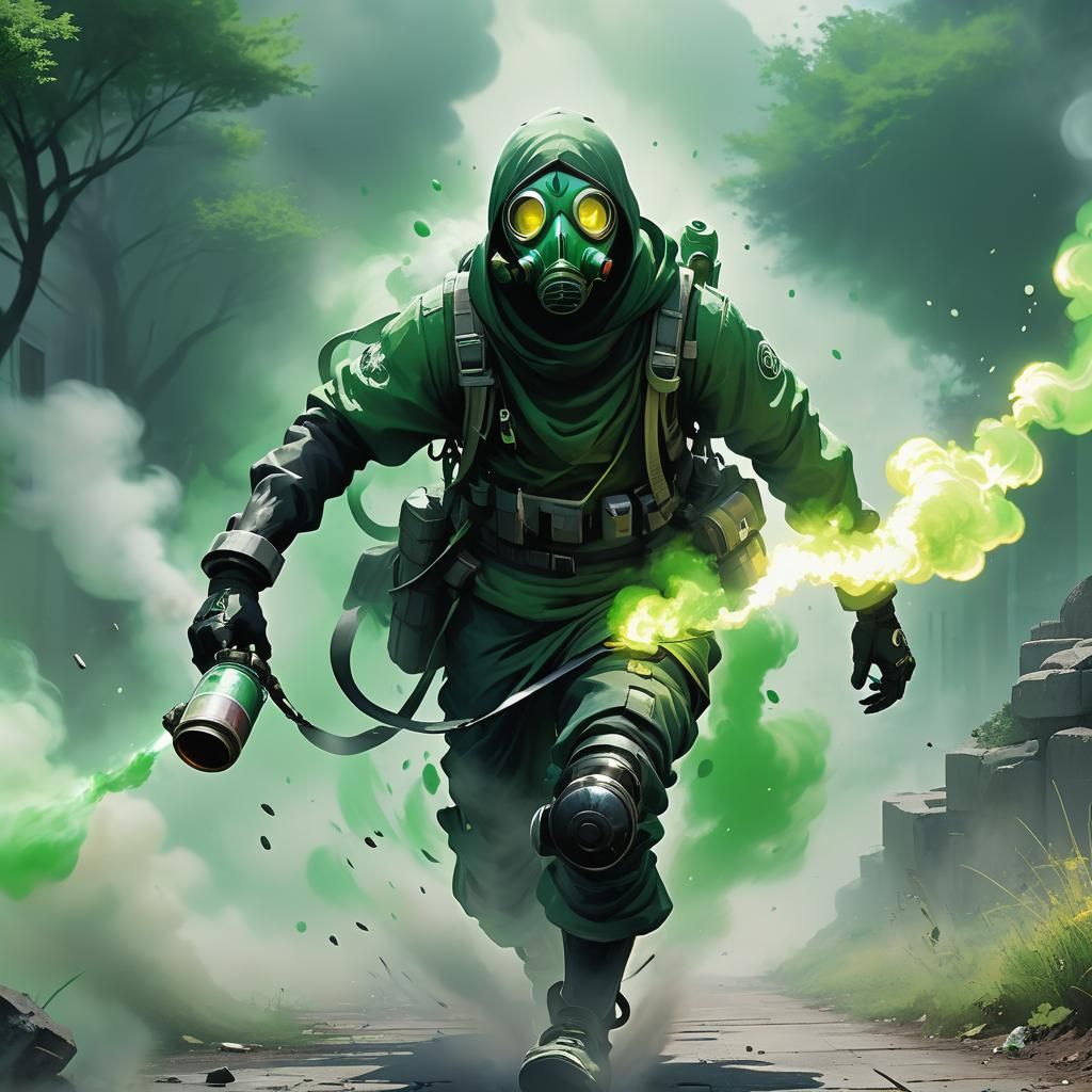 Apocalyptic Gas Mask Figure in Anime Style