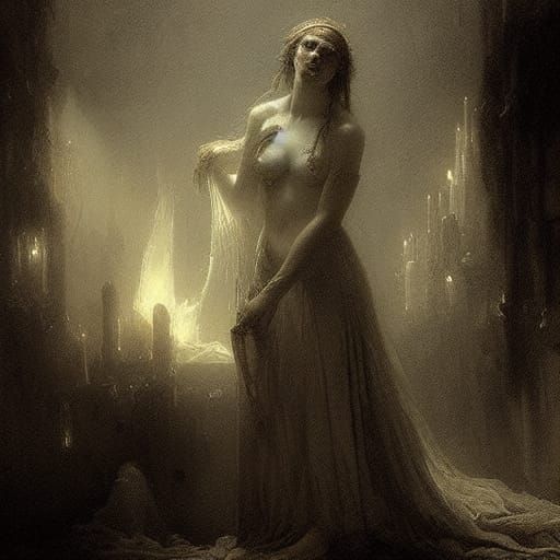 Debauched Princess in Dark Gothic Horror Style