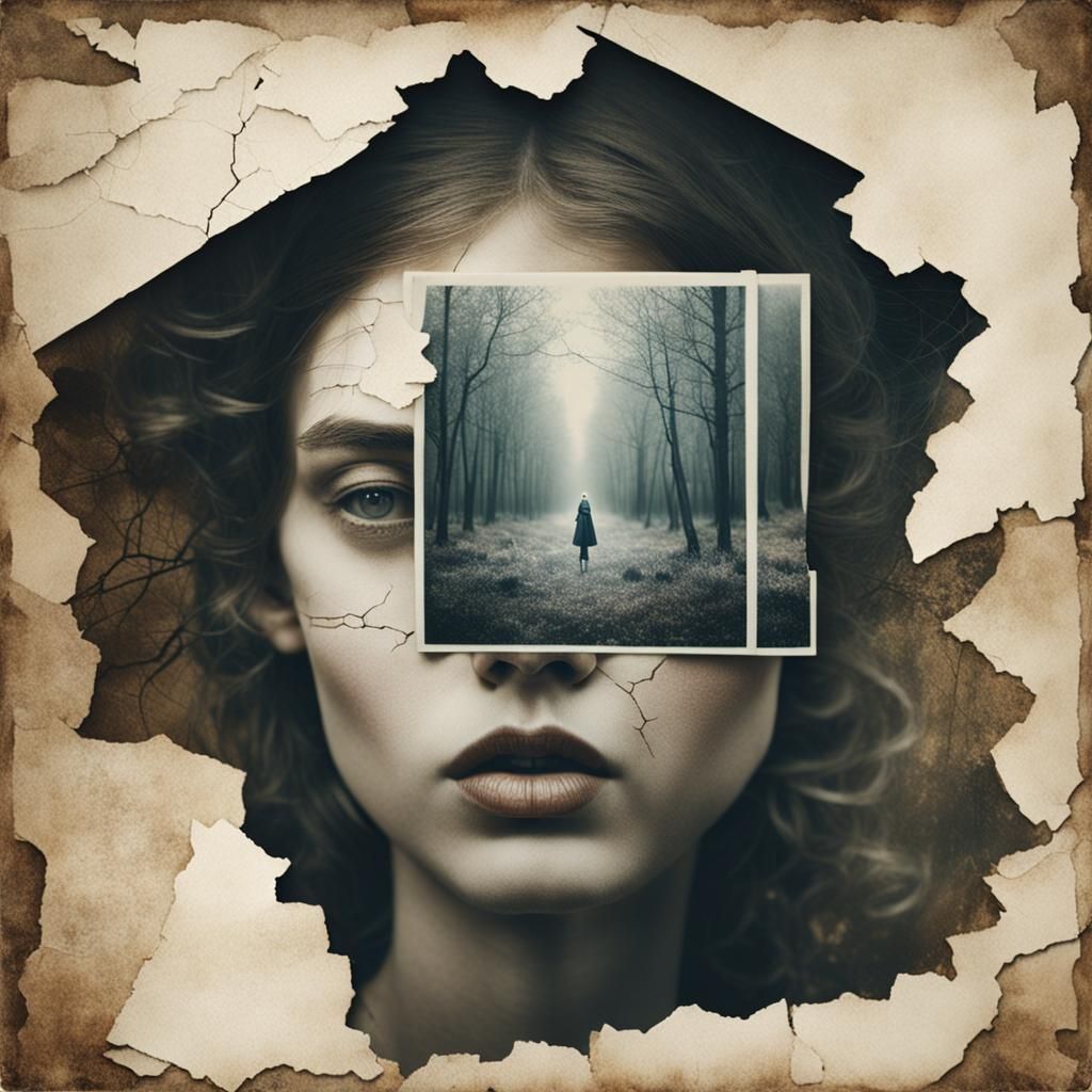 Surreal Double Exposure Art on Cracked Paper