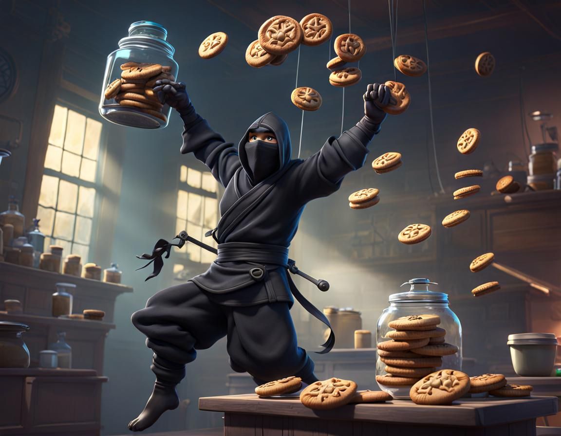 Ninja Cookie Thief: 3D Digital Art