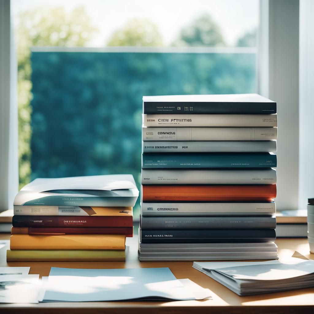 Printing Catalogs on Desk with Garden View