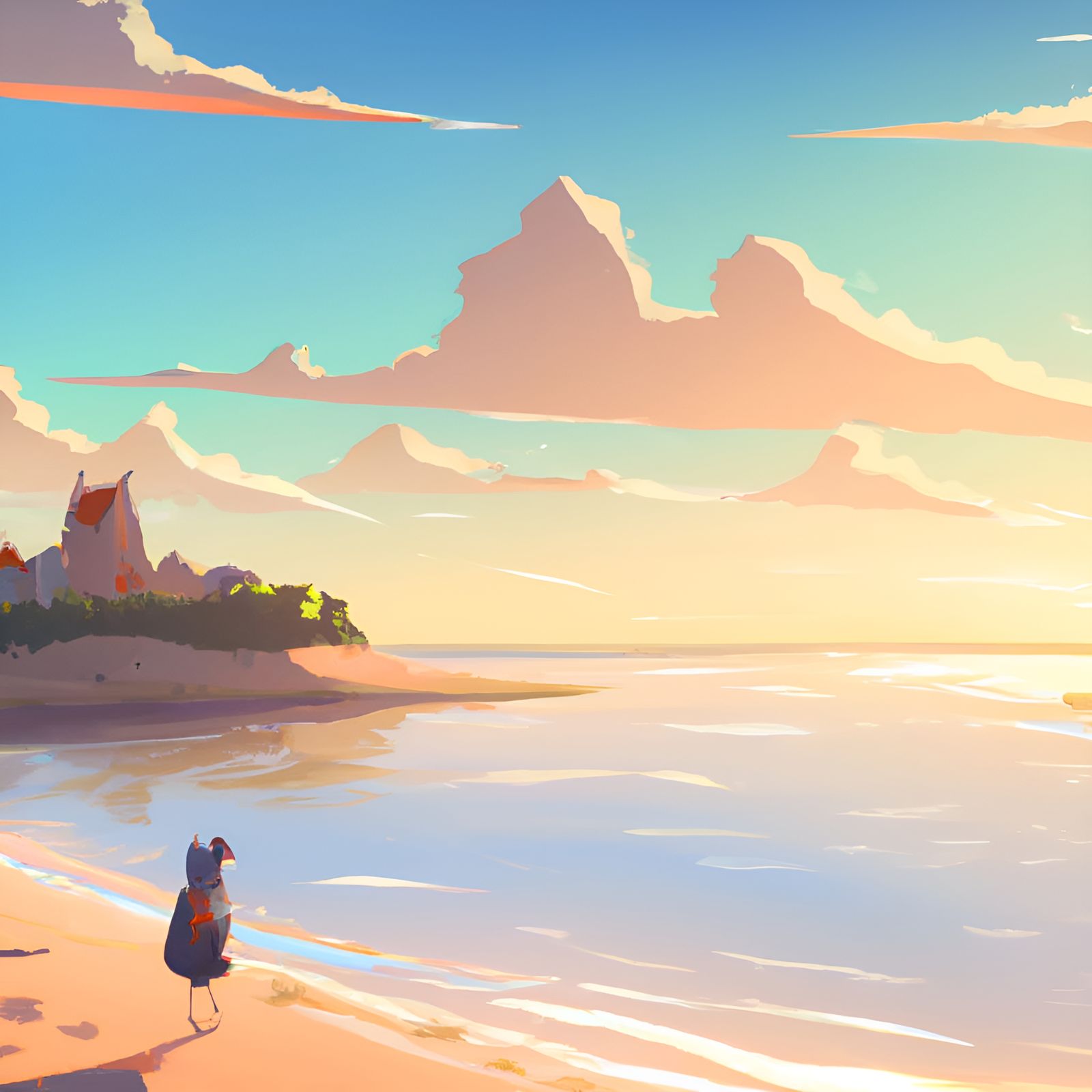 Joyful Fantasy Landscape in Studio Ghibli Style