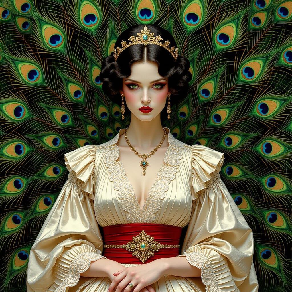 Deity in Silk: Renaissance-Inspired Portrait of Elegance and...