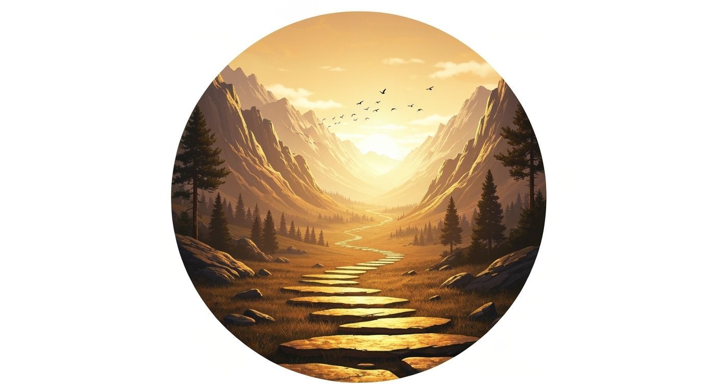 Golden Hour Mountain Valley Illustration