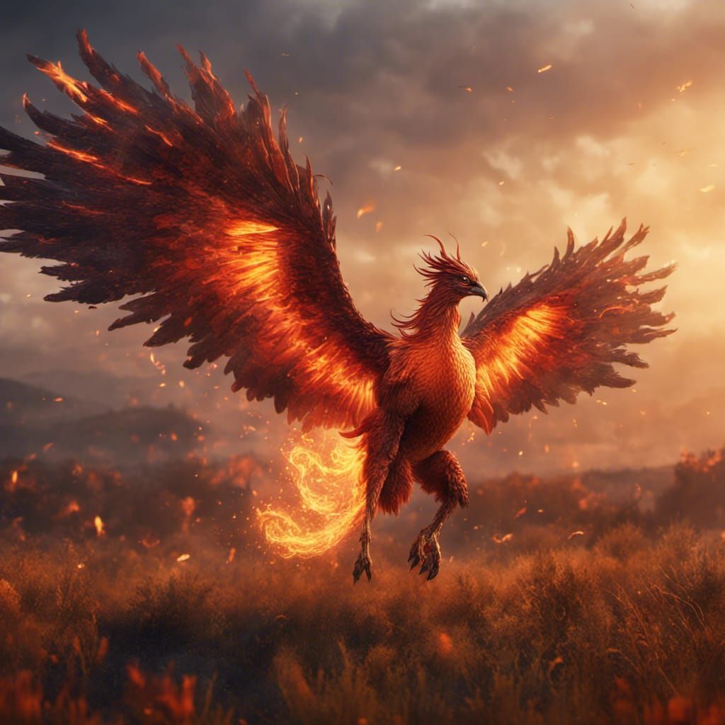 Fiery Phoenix Lands: Detailed Fantasy Concept Art