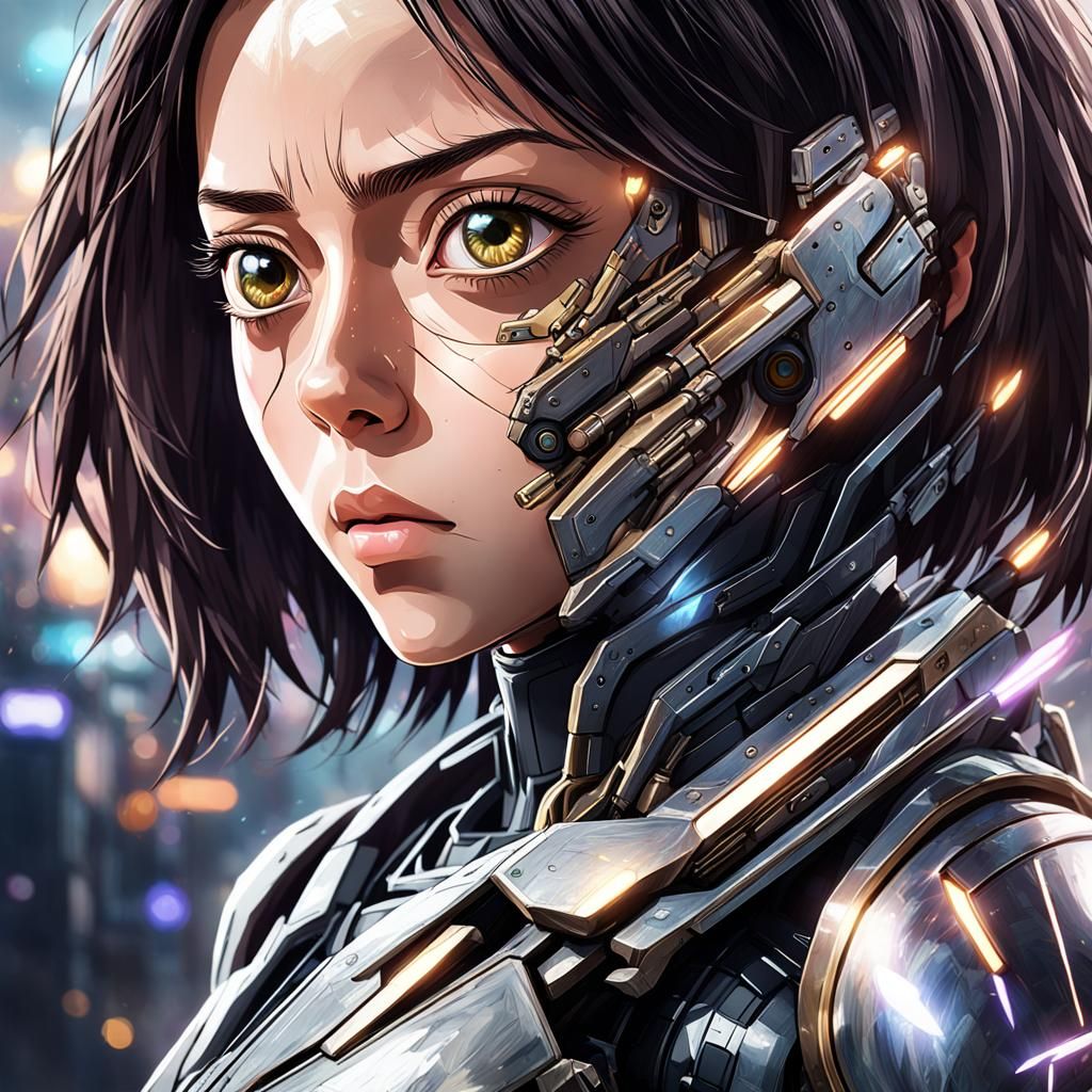 Aubrey Plaza as Alita Battle Angel in Anime Style