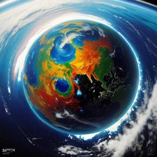 Earth from Space in Vibrant Graffiti Art