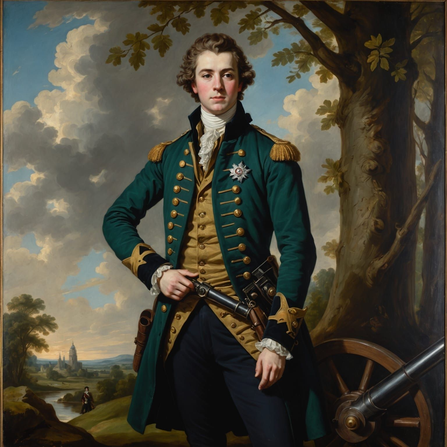 18th Century Dragoon Colonel Portrait in Reynolds Style