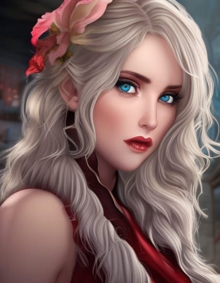 Vampire's Hunger: A Crimson-Eyed Beauty's Embrace