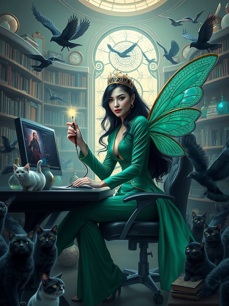 Futuristic Fairy Godmother in Digital Art Style