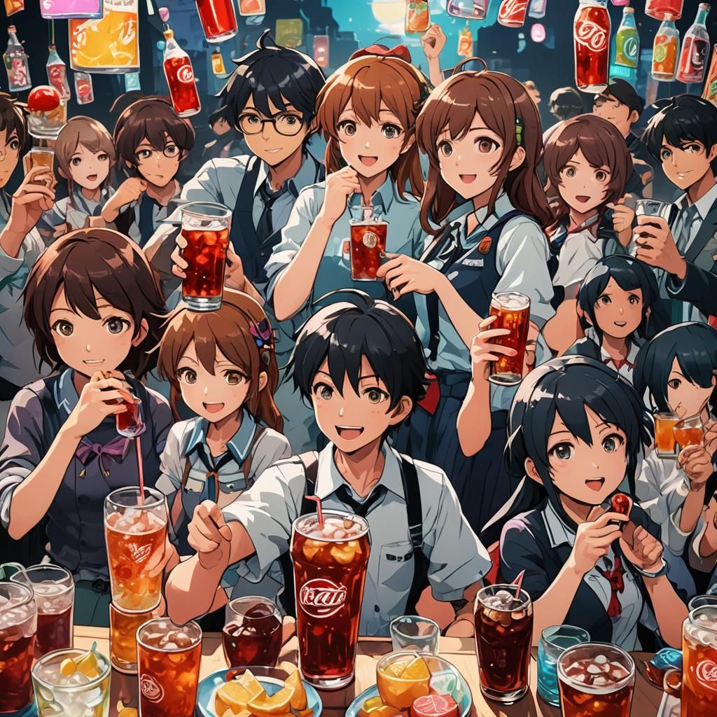 Anime Soda Party in Studio Trigger Style