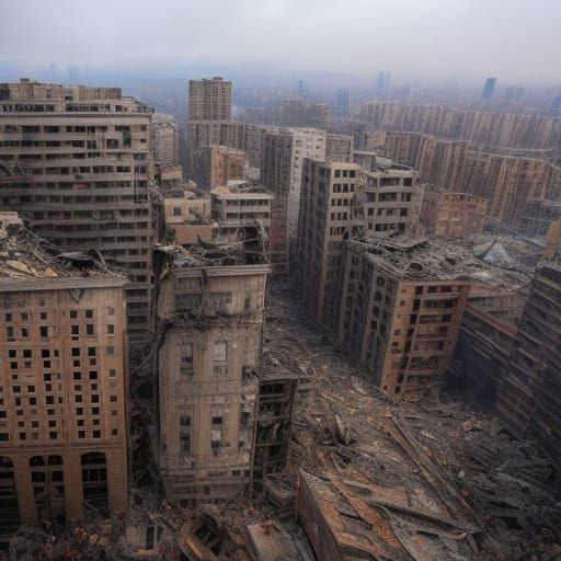 Devastating Urban Disaster After Aerial Attacks