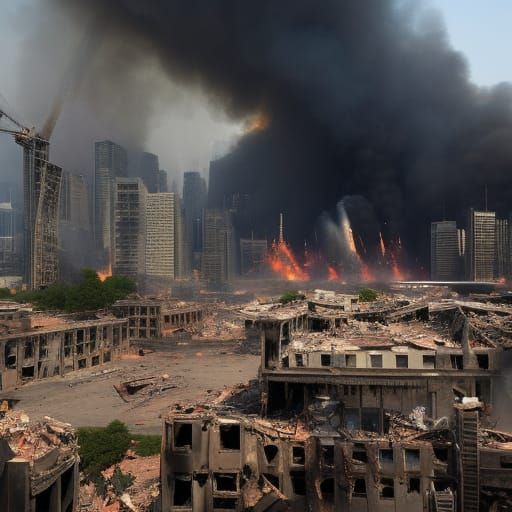 Apocalyptic Urban Disaster with Collapsed Buildings