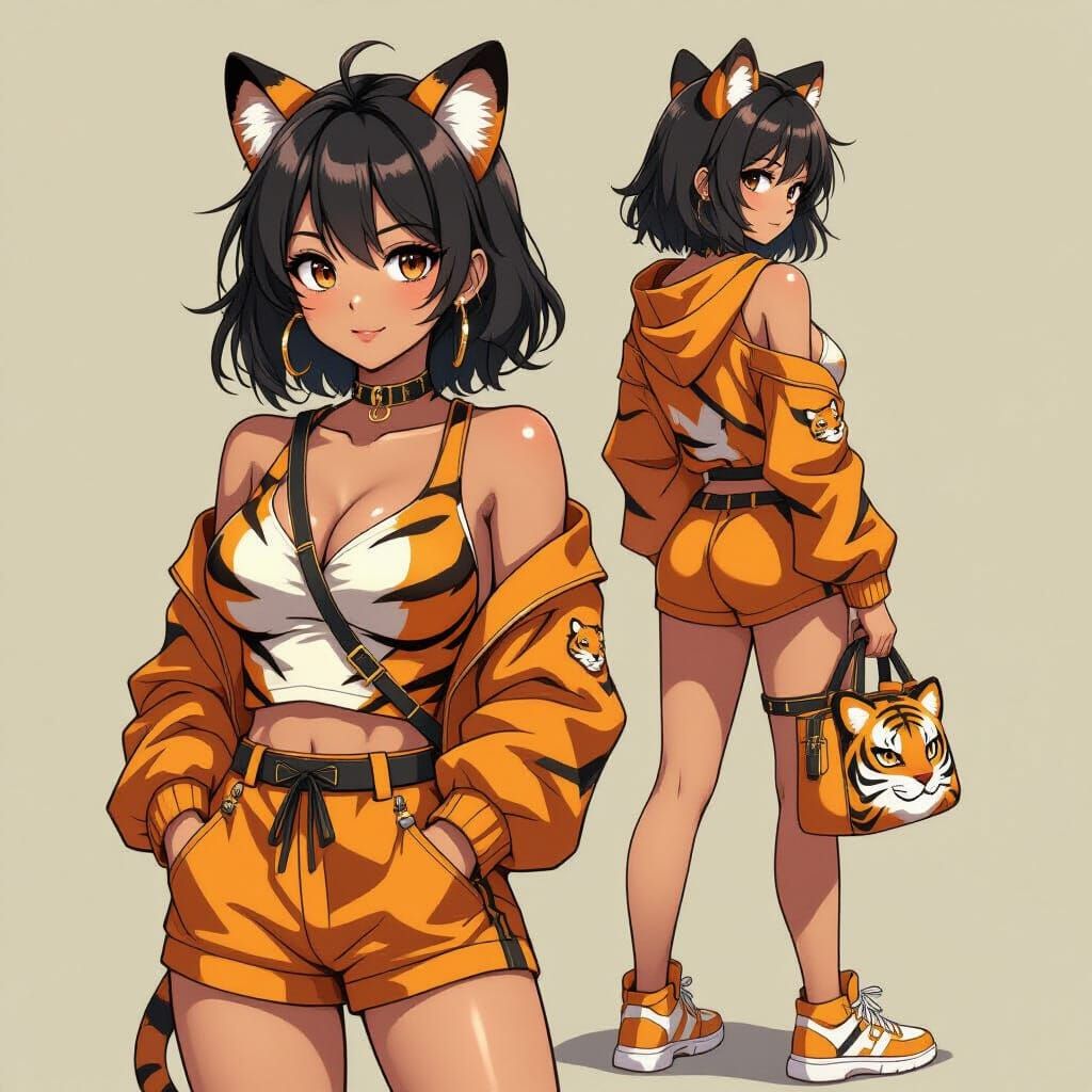 Anime Woman in Tiger Outfit