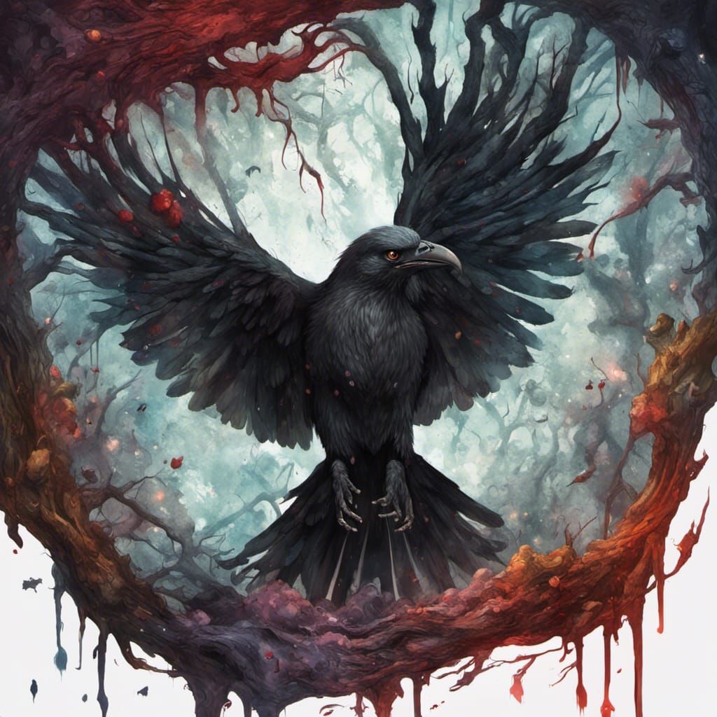Yggdrasil: Raven and Hanging Man in Starlight