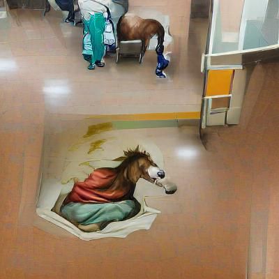 Despairing Horse in Hospital: Renaissance Painting