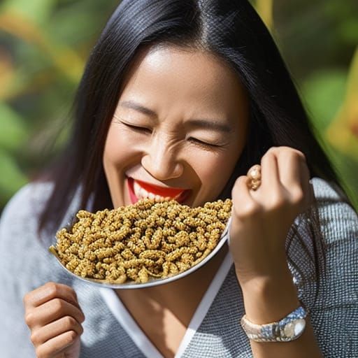 Happy Women Eating Insect Cereal