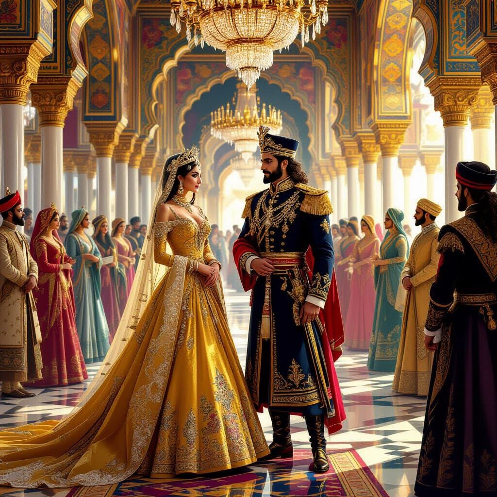 Urdu Royal Palace Court with Princess Darishka and King Arsa...