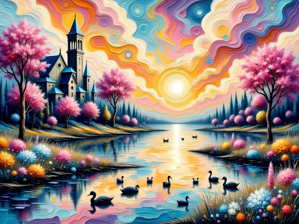 Vibrant Sunset by a Serene Lake