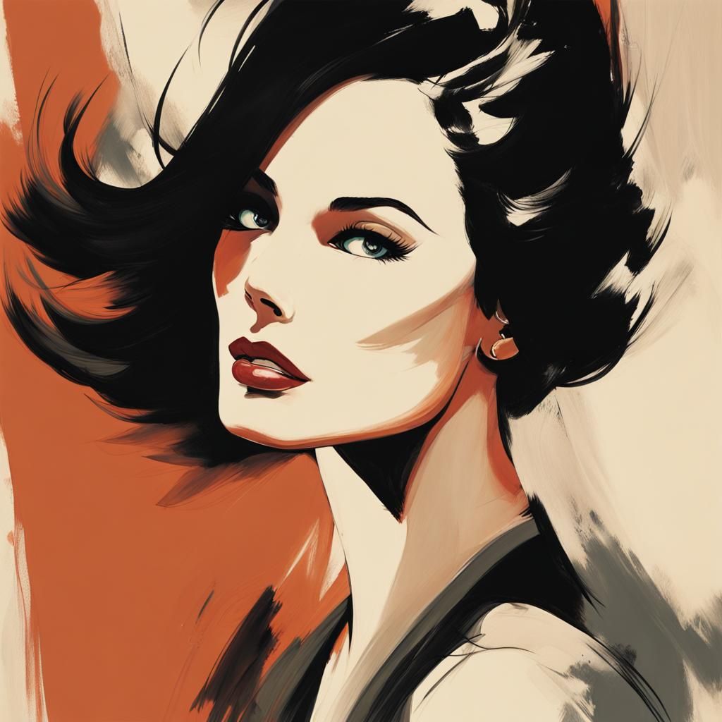 Elegant Woman in Vintage Fashion Poster Style
