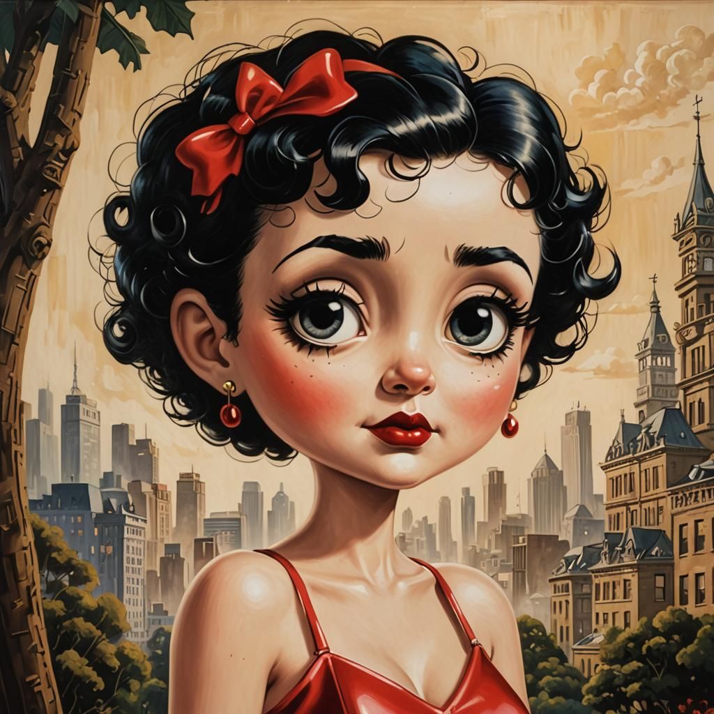 Betty Boop Confronts a Mogul in Tonalist Style
